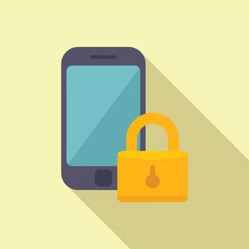 Locked smartphone icon flat vector. Data privacy Stock Illustration