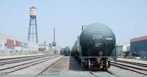 Locked Off Static Industrial Train Yard Tanker Cars Vernon California Stock Footage 250288019