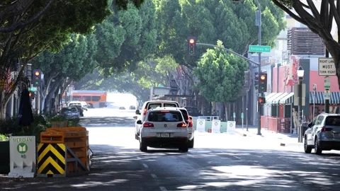Locked Off Static Old Town Pasadena Quaint Main Street California Stock Footage 250228421