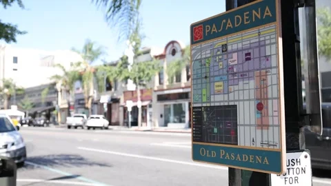 Locked Off Static Old Town Pasadena Street Map California Stock Footage 250255813