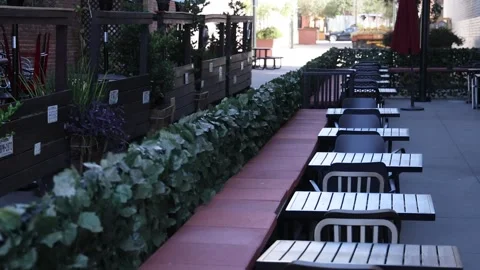 Locked Off Static Old Town Pasadena Outdoor Seating California Stock Footage 250258238