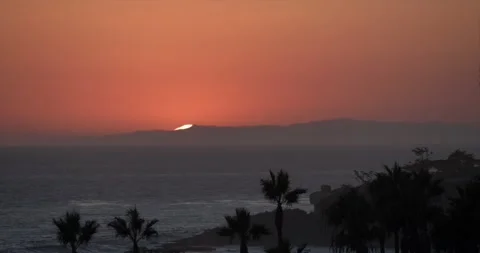 Locked Off Static Sun Setting Over the Pacific Ocean California Stock Footage 250128007