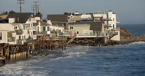 Locked Off Static View of Oceanside Homes California Stock Footage 250132585