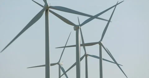 Locked Off Static Wind Turbines Stockbeeldmateriaal 250294309