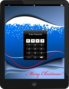 Locked tablet pc with christmas background. vector illustration Stock Illustration
