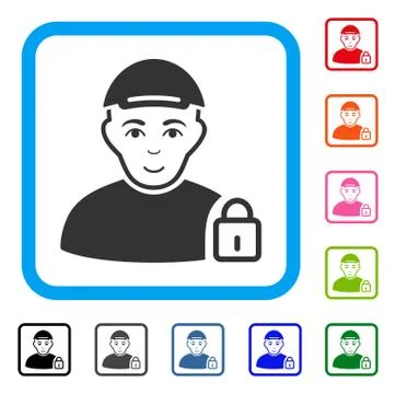 Locked User Framed Happy Icon Stockillustratie