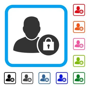 Locked User Framed Icon 스톡 일러스트