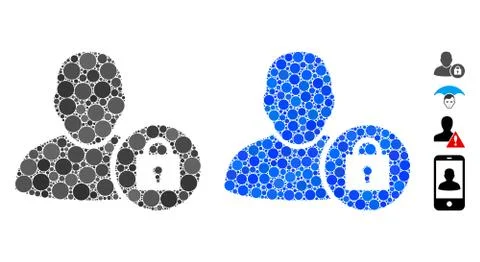 Locked User Mosaic Icon of Round Dots Stock Illustration