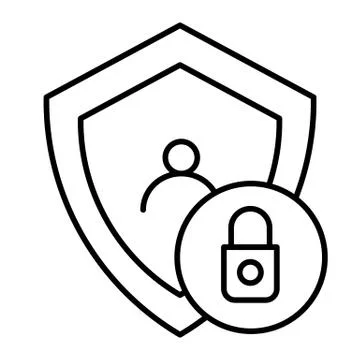 Locked user thin line icon. Account with shield vector illustration isolated on Stock Illustration
