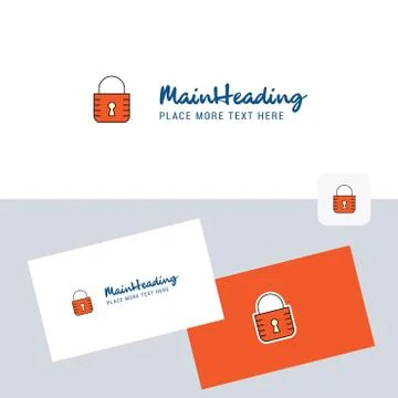 Locked vector logotype with business card template. Elegant corporate identit Stock Illustration