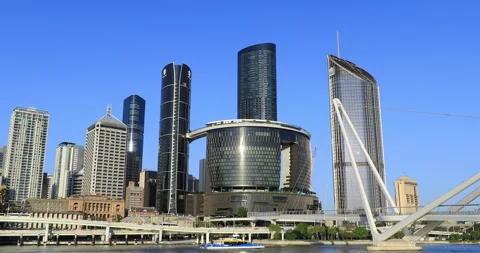Locked off view of Brisbane CBD area and ferry, Brisbane,QLD, 2025/10/17 Stock Footage 320171804