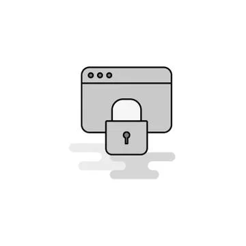 Locked website  Web Icon. Flat Line Filled Gray Icon Vector Illustrazione stock