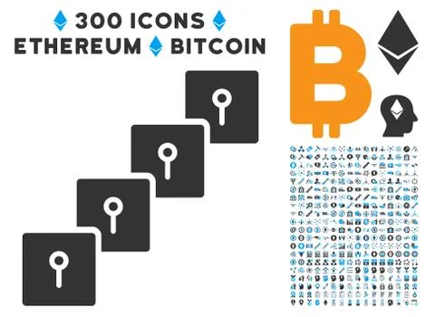 Locker Blockchain Flat Icon with Collection Stock Illustration