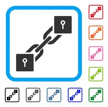 Locker Blockchain Framed Icon Stock Illustration