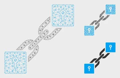 Locker Blockchain Vector Mesh 2D Model and Triangle Mosaic Icon Illustration