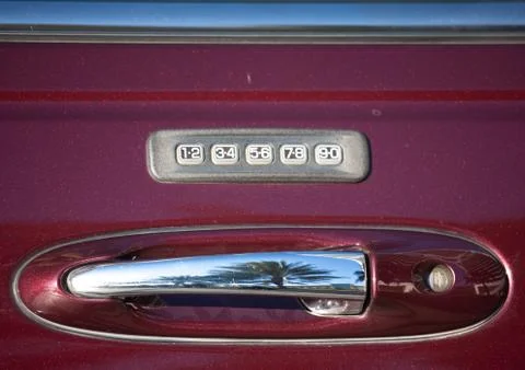 Locker with a code on a car door handle, Riyadh Province, Riyadh, Saudi Arabi Stock Photos