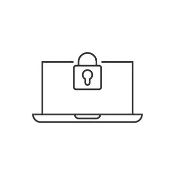 Locker computer icon in flat style. Padlock laptop vector illustration on whi Stock Illustration