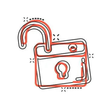 Locker icon in comic style. Padlock password cartoon vector illustration on w Stock Illustration