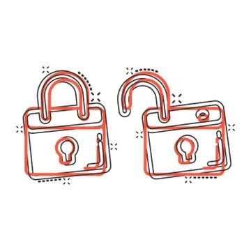 Locker icon in comic style. Padlock password cartoon vector illustration on w Stock Illustration