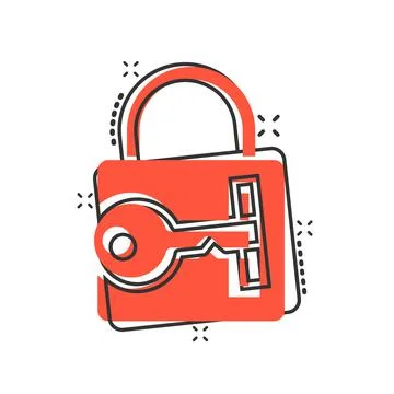Locker icon in comic style. Padlock password cartoon vector illustration on w Stock Illustration