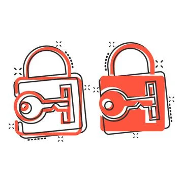 Locker icon in comic style. Padlock password cartoon vector illustration on w Illustrazione stock