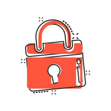 Locker icon in comic style. Padlock password cartoon vector illustration on w Stock Illustration