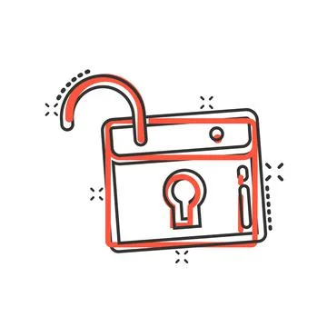Locker icon in comic style. Padlock password cartoon vector illustration on w Stock Illustration