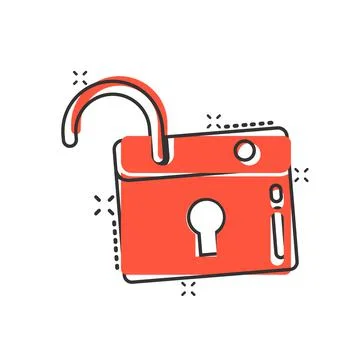 Locker icon in comic style. Padlock password cartoon vector illustration on w Illustrazione stock