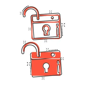 Locker icon in comic style. Padlock password cartoon vector illustration on w Stock Illustration