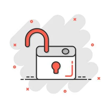 Locker icon in comic style. Padlock password cartoon vector illustration on w Illustrazione stock