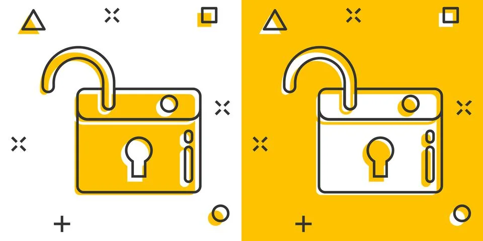 Locker icon in comic style. Padlock password cartoon vector illustration on w Stock Illustration