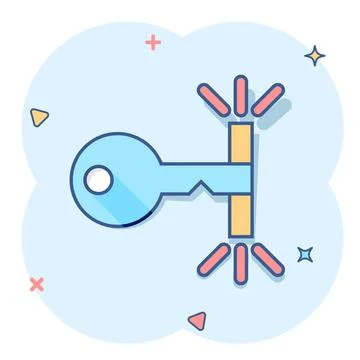 Locker icon in comic style. Padlock password cartoon vector illustration on w Stock Illustration