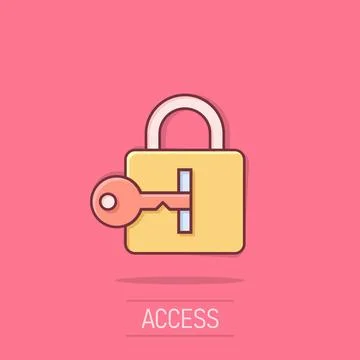 Locker icon in comic style. Padlock password cartoon vector illustration on.. Stock Illustration