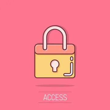 Locker icon in comic style. Padlock password cartoon vector illustration on.. Stock Illustration