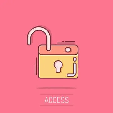 Locker icon in comic style. Padlock password cartoon vector illustration on.. Stock Illustration
