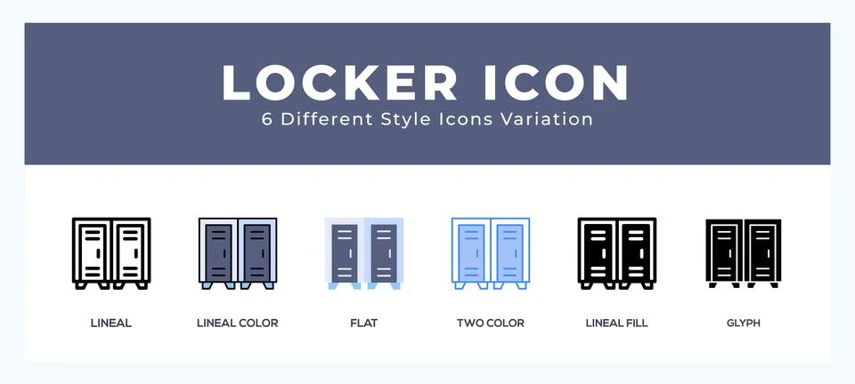 Locker icon in filled. thin line. outline stroke and flat style. Stock Illustration
