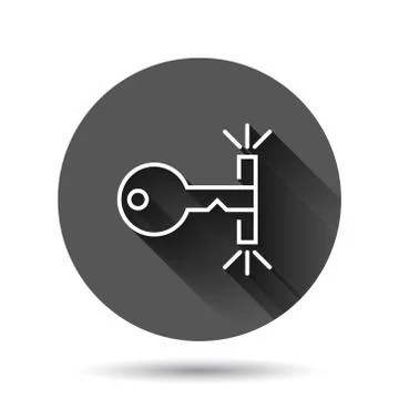 Locker icon in flat style. Padlock password vector illustration on black roun Stock Illustration