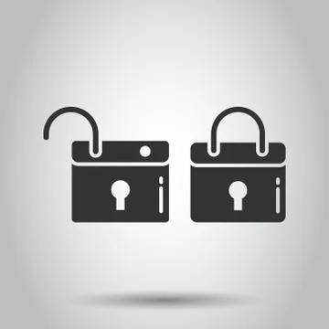 Locker icon in flat style. Padlock password vector illustration on white isol Stock Illustration
