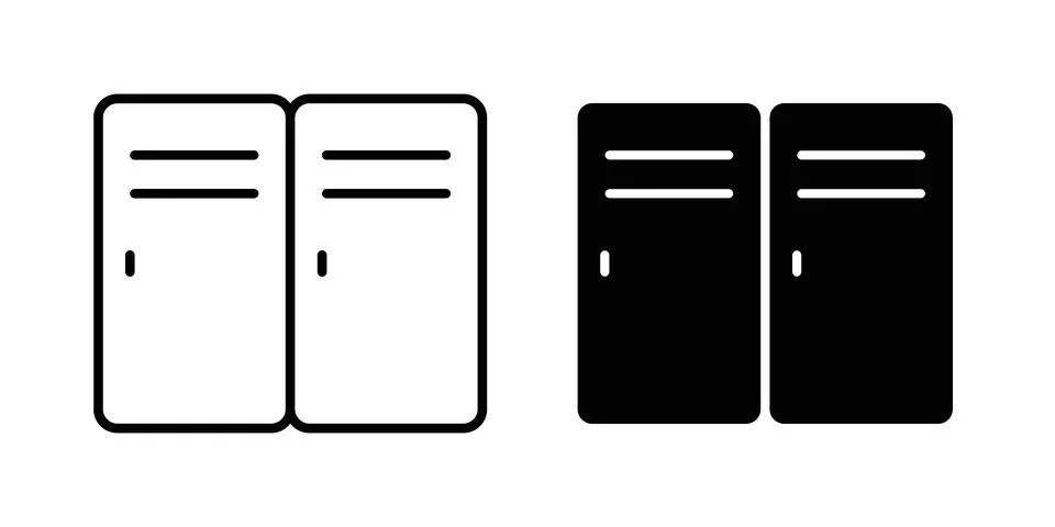 Locker icon linear versions pack on white background Stock Illustration
