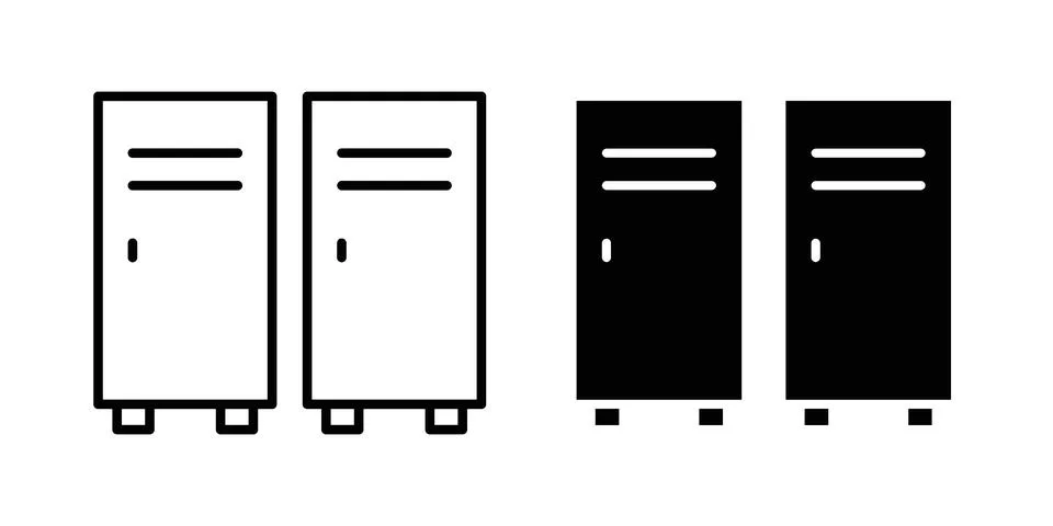 Locker icon linear versions pack on white background Stock Illustration
