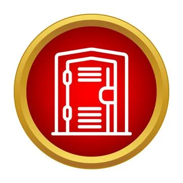 Locker icon representing storage and security in red circle Stock Illustration