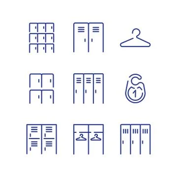 Locker icon set. Simple checkroom icon set. Stock Illustration