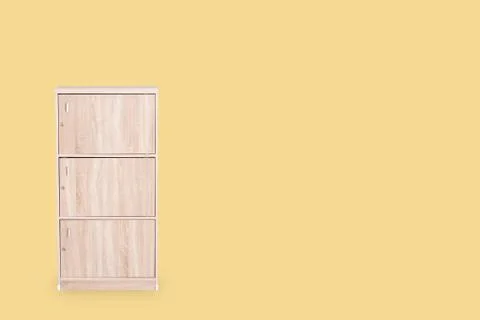 Locker isolated on yellow background and space for copy. Stock Photos