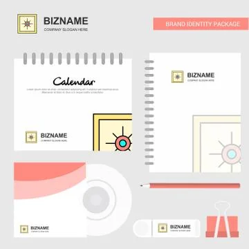 Locker  Logo, Calendar Template, CD Cover, Diary and USB Brand Stationary Pac Illustrazione stock