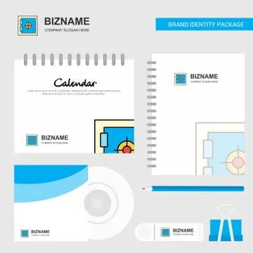 Locker  Logo, Calendar Template, CD Cover, Diary and USB Brand Stationary Pac Illustration
