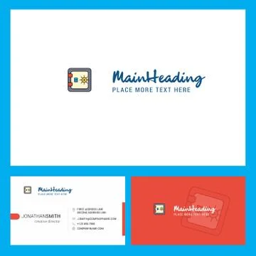 Locker Logo design with Tagline &amp; Front and Back Busienss Card Template. Vect Illustrazione stock