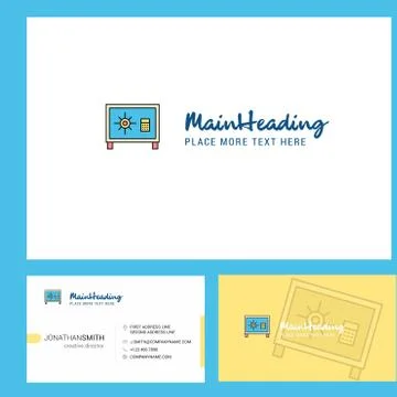 Locker Logo design with Tagline &amp; Front and Back Busienss Card Template. Vect Stock Illustration