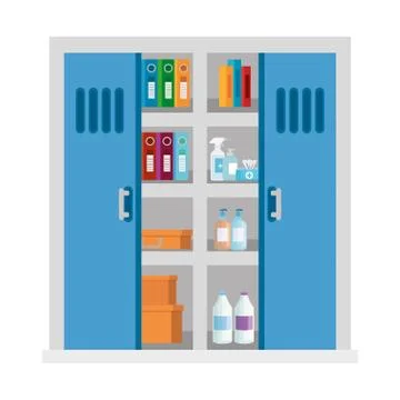 Locker with productos cleaning and objects イラスト素材