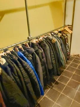 Locker Room Clothes Scene Foto stock
