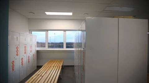Locker room at the enterprise Video stock 126269279